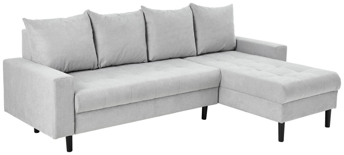 ECKSOFA in Webstoff Hellgrau  - Hellgrau/Schwarz, Konventionell, Kunststoff/Textil (231/157cm) - P & B