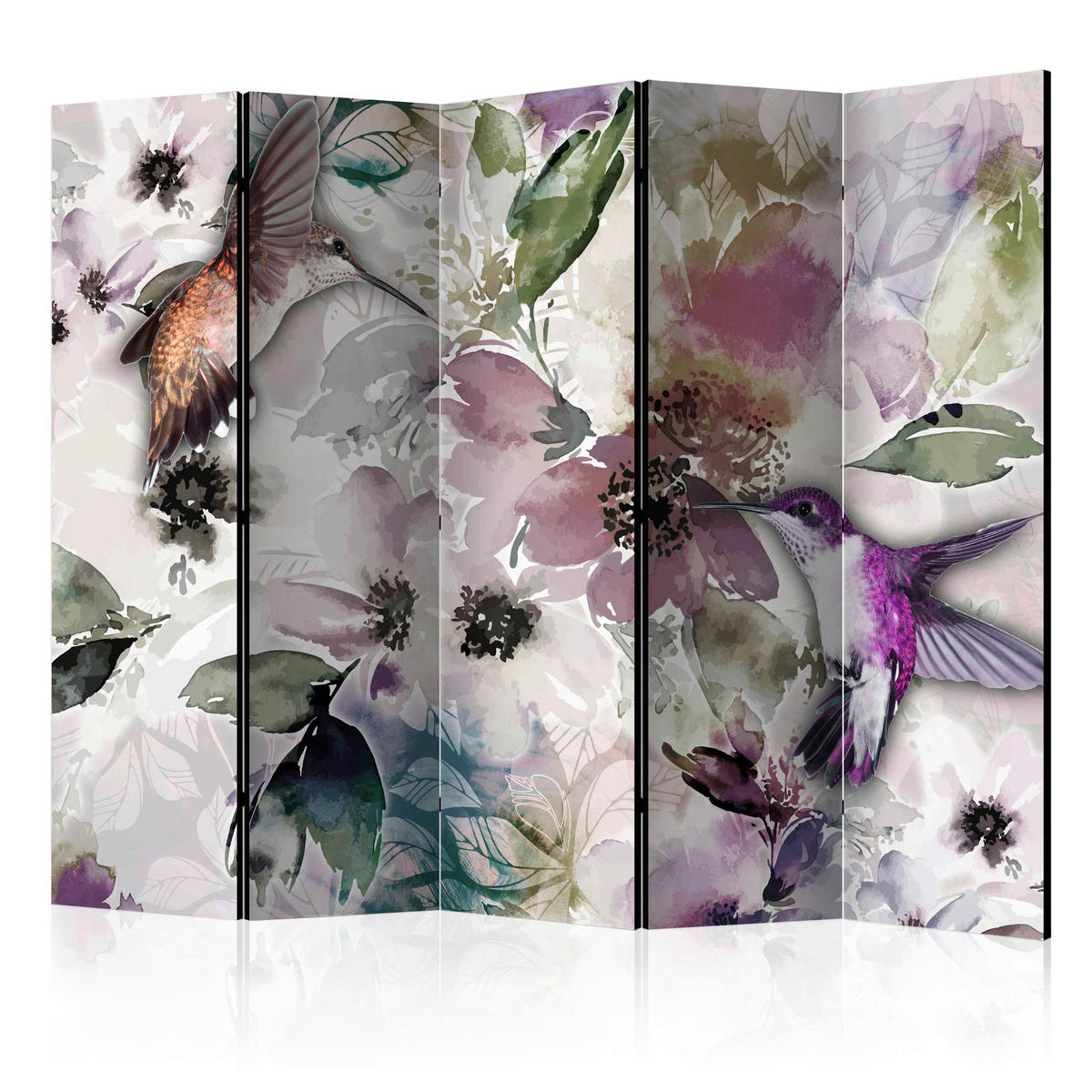 PARAVENT mit 5  Flügel - Multicolor, Basics, Holz/Textil (225/172/3cm) - artgeist