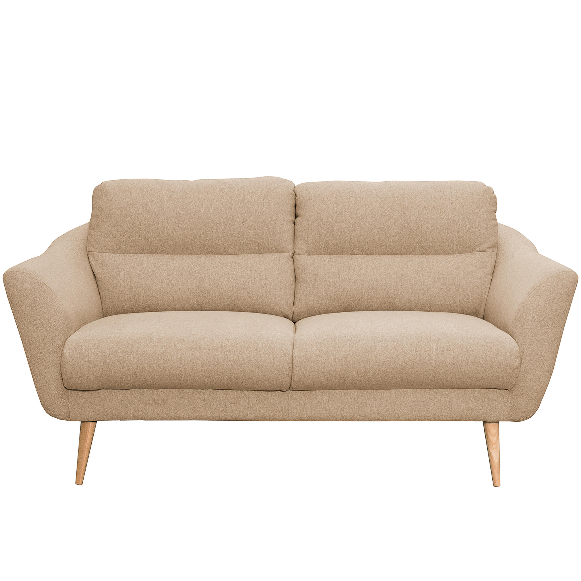 2,5-SITZER Webstoff Beige  - Beige/Buchefarben, Design, Holz/Textil (187/87/88cm) - Livetastic