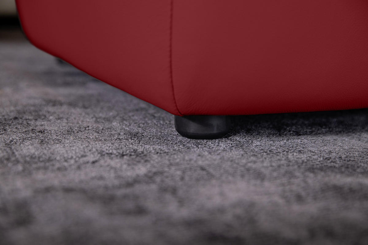 ECKSOFA around the block Dunkelrot Echtleder  - Schwarz/Dunkelrot, MODERN, Leder/Kunststoff (164/300cm) - Chilliano