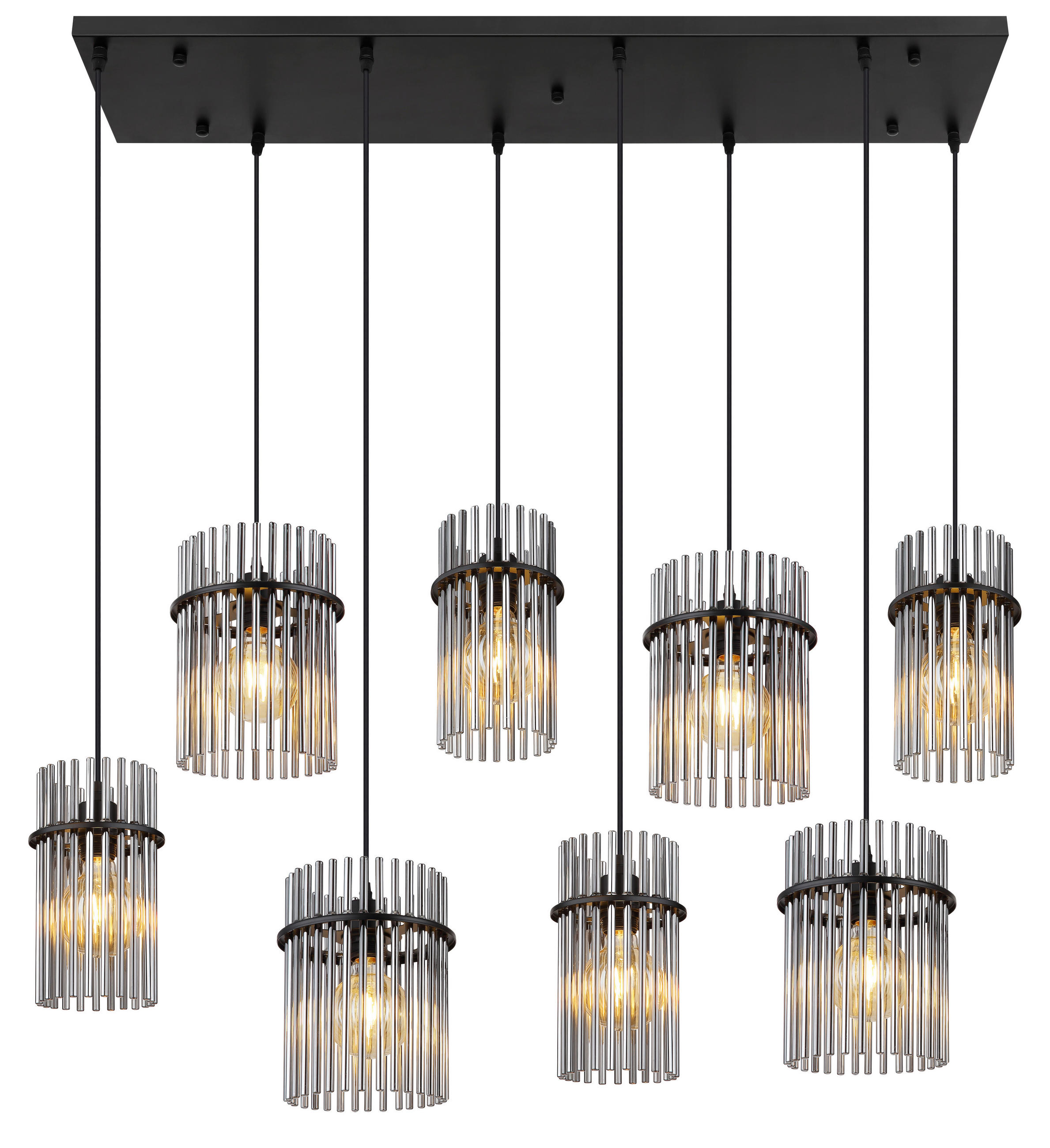 HÄNGELEUCHTE GORLEY 110/38/125 cm   - Schwarz/Grau, Basics, Glas/Kunststoff (110/38/125cm) - Globo