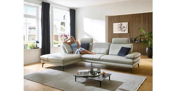 ECKSOFA in Echtleder Silberfarben  - Silberfarben/Schwarz, Design, Leder/Metall (195/308cm) - Dieter Knoll