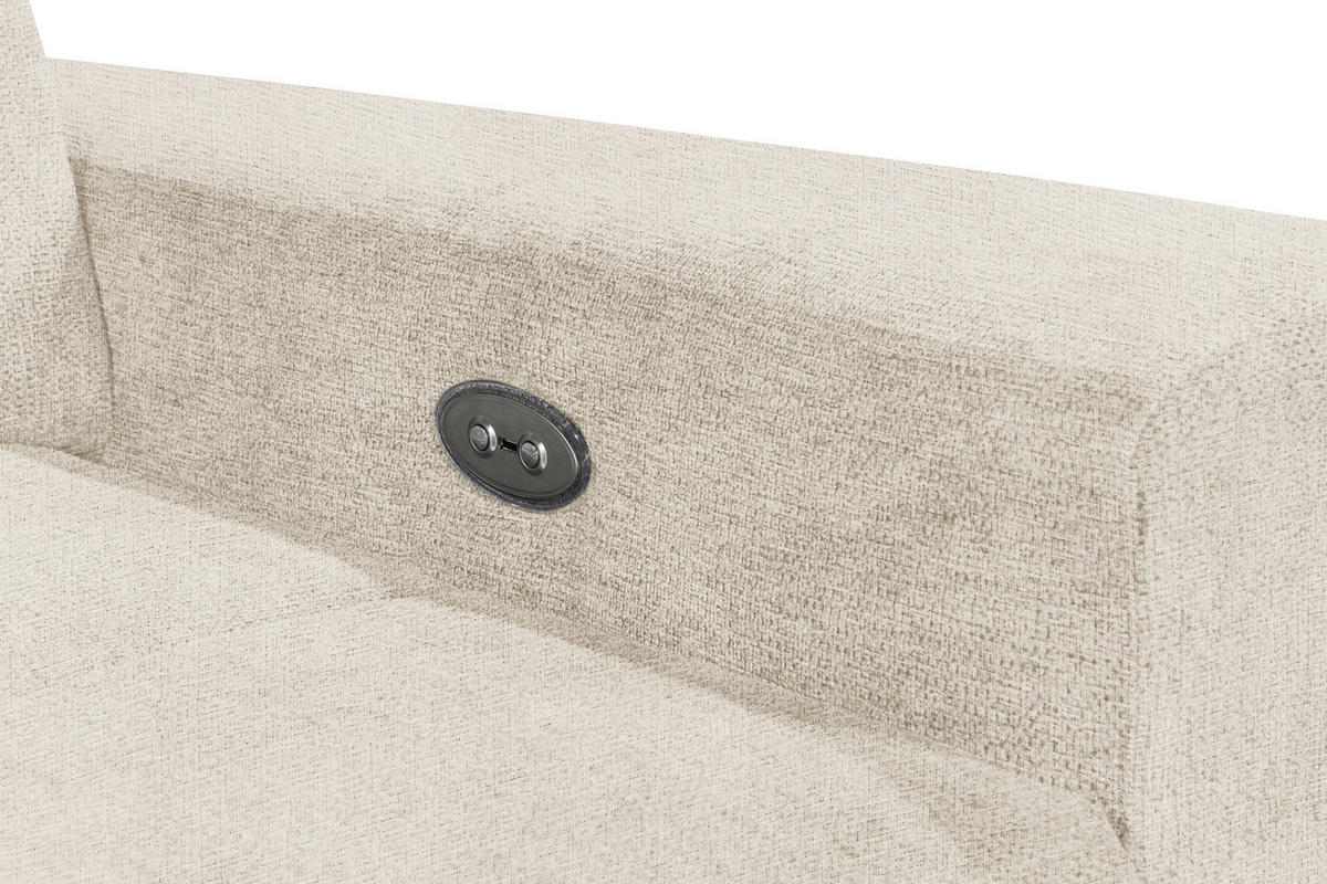 ECKSOFA SORELLA Creme Chenille Kopfteilverstellung, Sitztiefenverstellung  - Creme/Schwarz, Design, Kunststoff/Textil (182/328cm) - MID.YOU