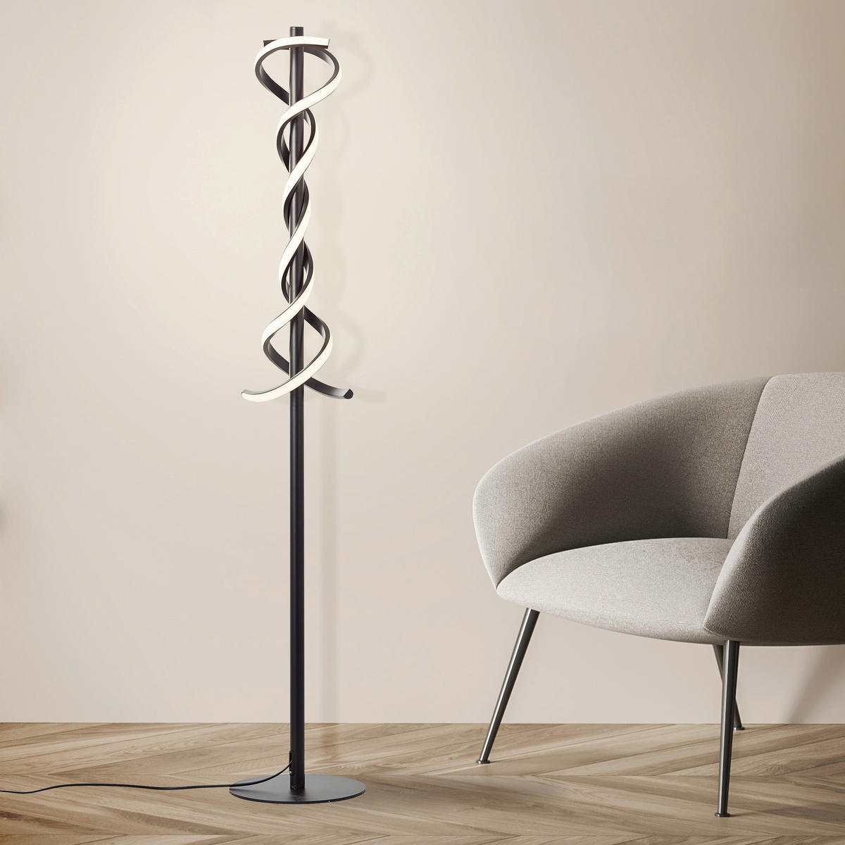 LED-STEHLEUCHTE - Schwarz, Design, Kunststoff/Metall (23/127,9cm) - Brilliant