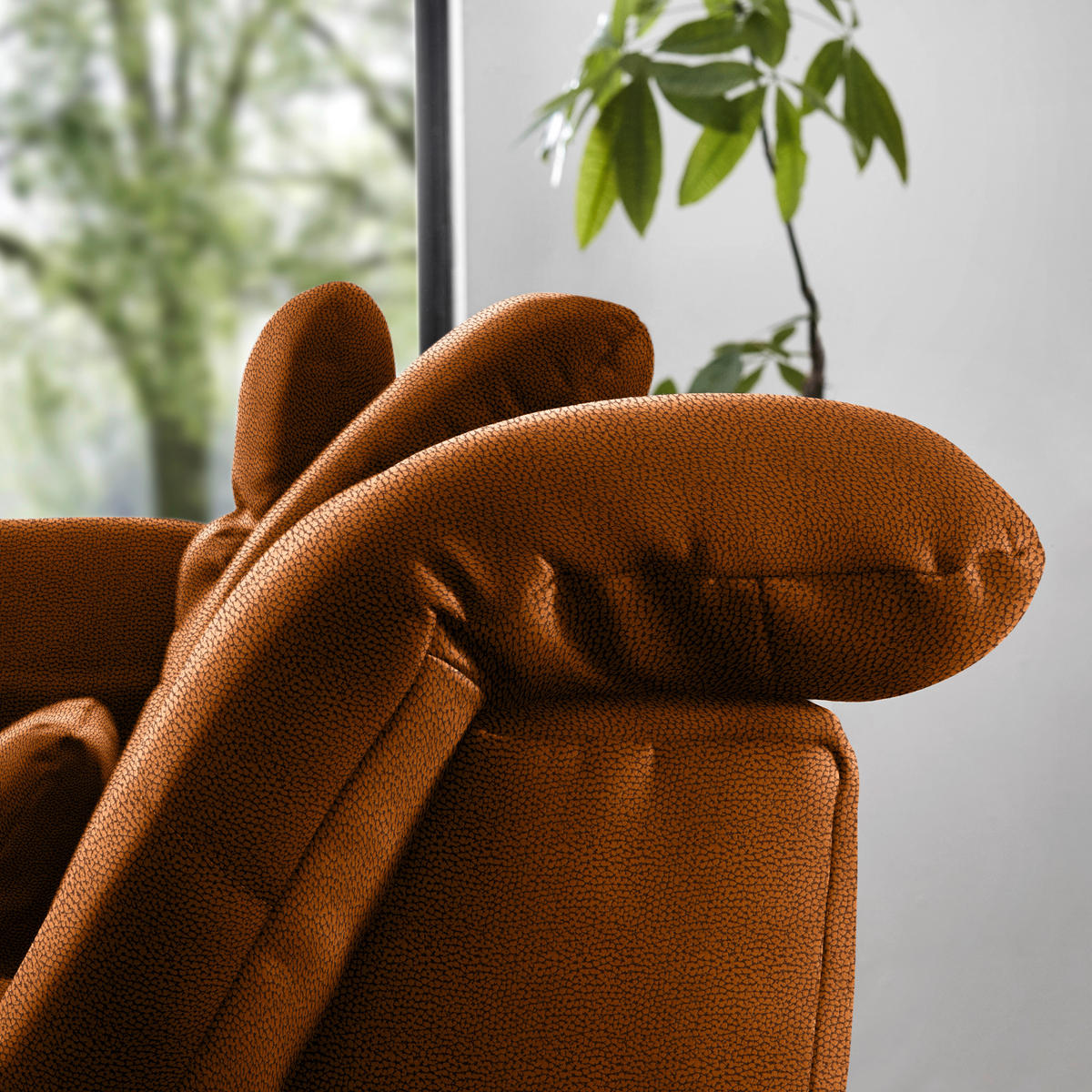 ECKSOFA  in Flachgewebe Cognac  195/309 cm  - Chromfarben/Cognac, Design, Textil (195/309cm) - Beldomo Style