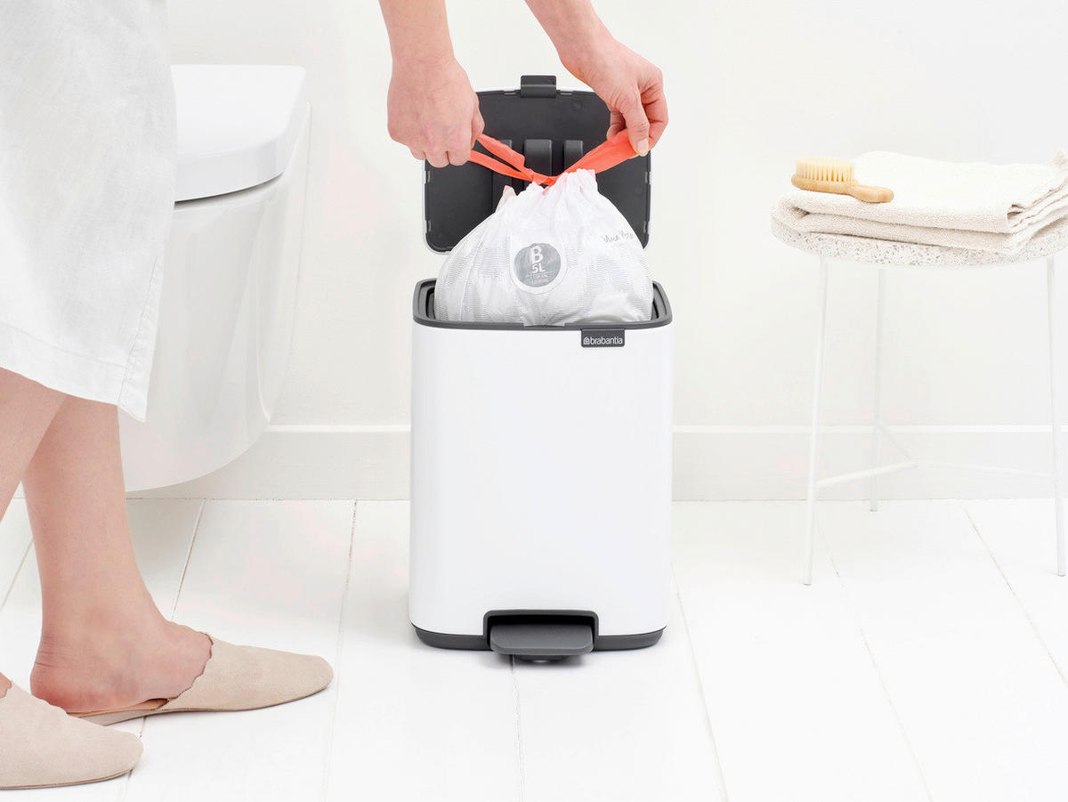 KOŠ S NOŽNOM PAPUČICOM  7 l  Bo  - bijela/antracit, Basics, metal/plastika (24,2/31/24,2cm) - Brabantia