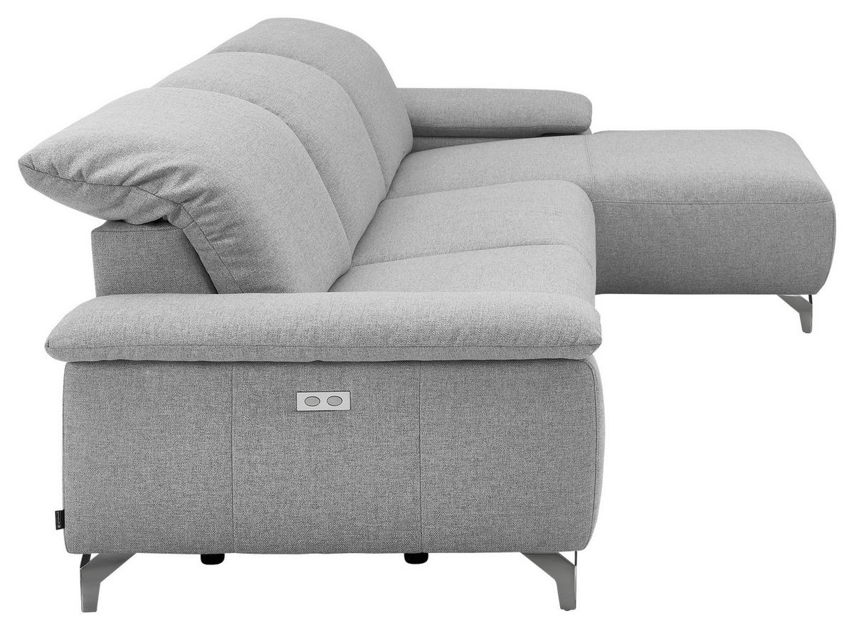 WOHNLANDSCHAFT Hellgrau Flachgewebe  - Chromfarben/Hellgrau, Design, Textil/Metall (280/180cm) - Musterring