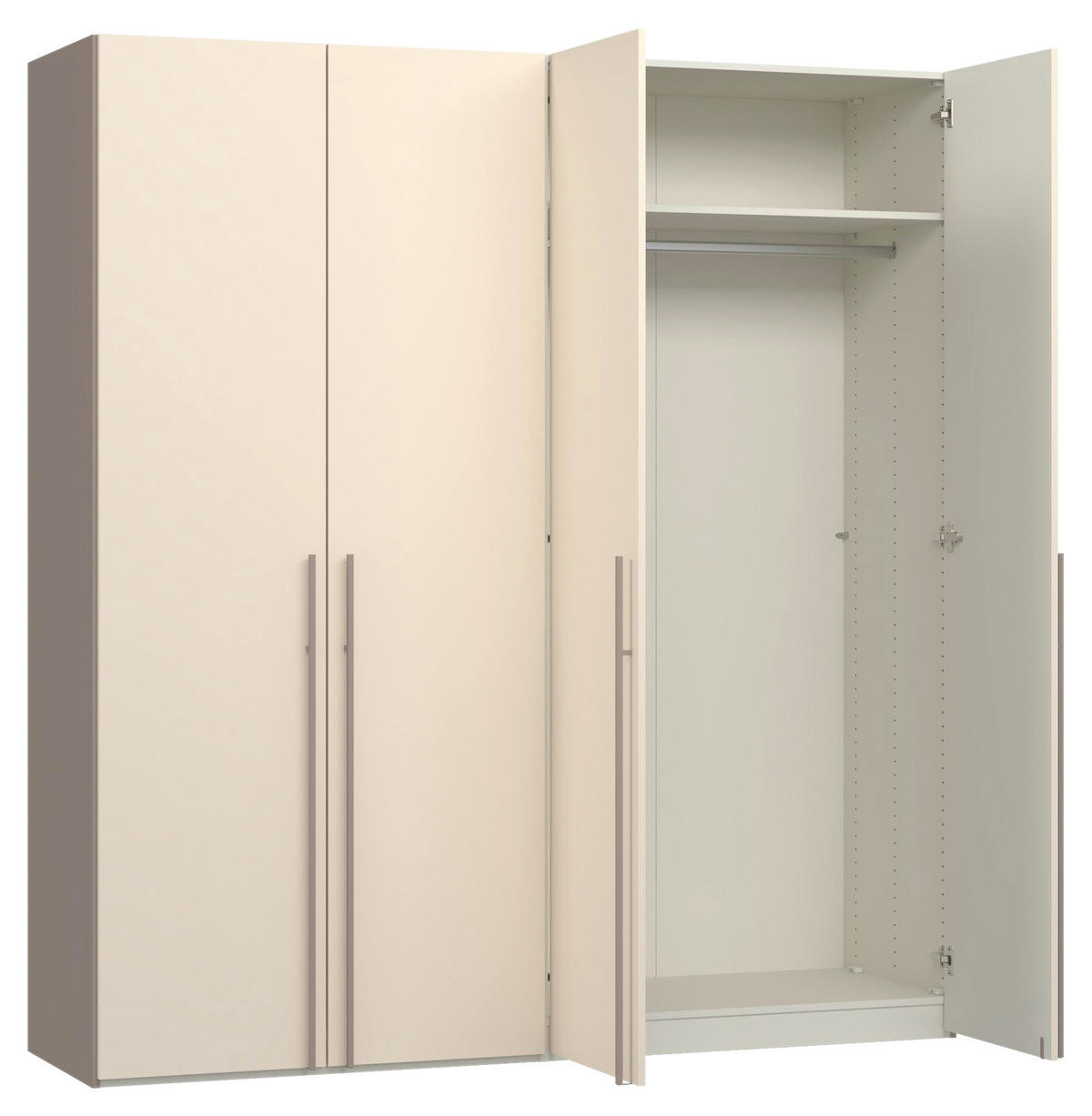 DREHTÜRENSCHRANK 203/220/59 cm,  in Kaschmir, Hellbraun, 4-türig  - Hellbraun/Kaschmir, Design, Holzwerkstoff/Metall (203/220/59cm) - Jutzler