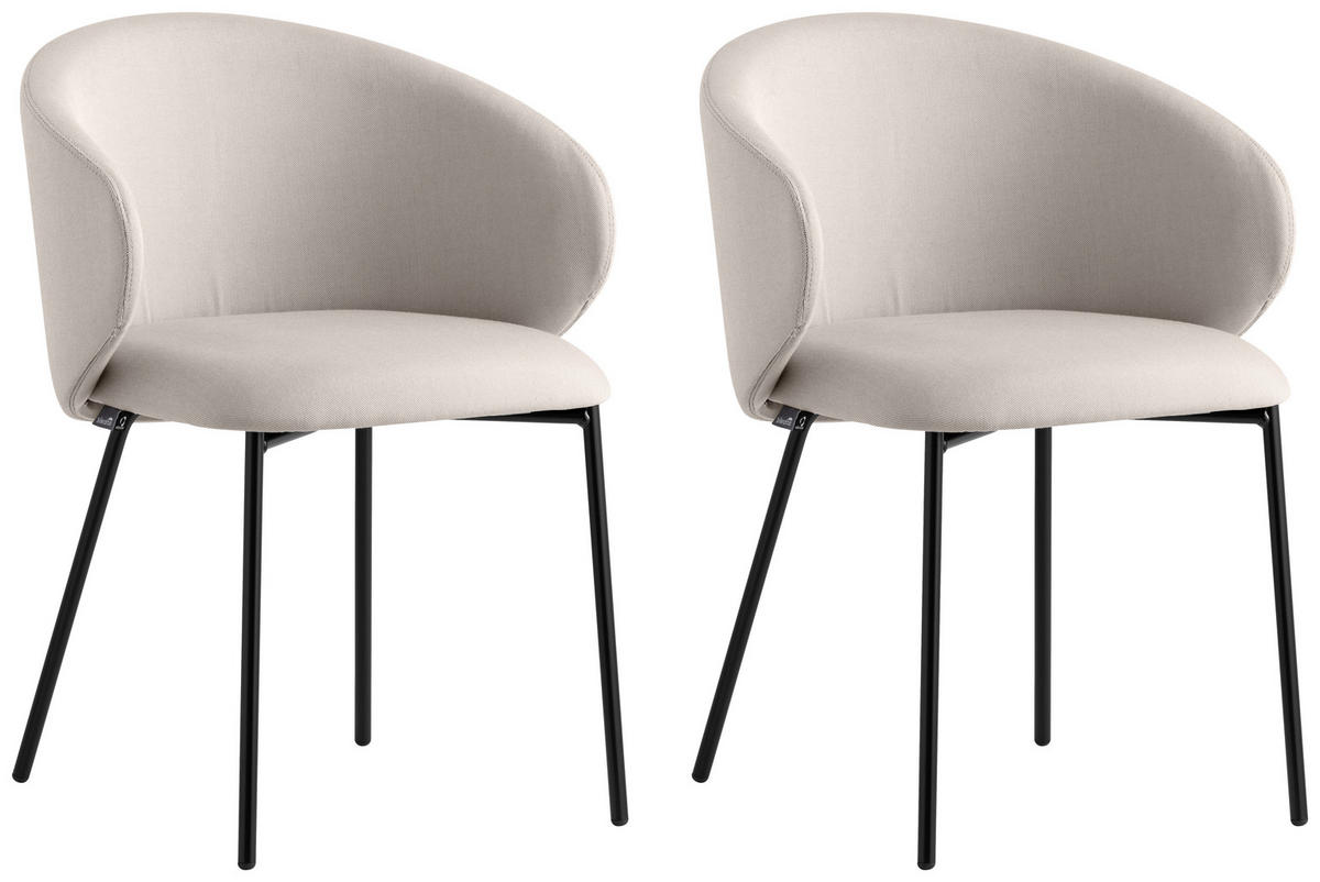 GARTENSTUHL-SET Edelstahl Schwarz, Sandfarben  - Sandfarben/Schwarz, Basics, Textil/Metall (55/76/56cm) - Connubia 