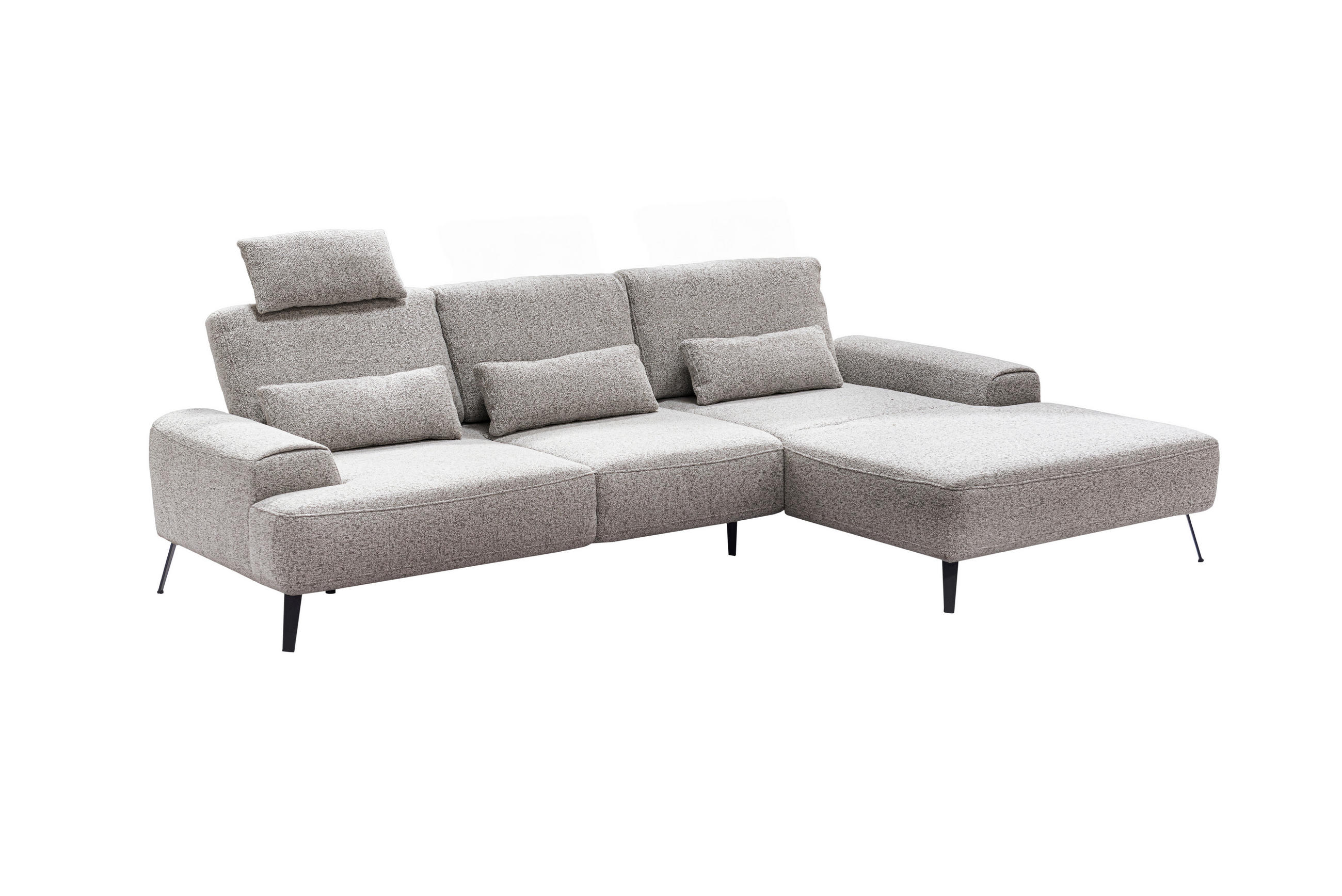 ECKSOFA Astoria Beige Flachgewebe  - Beige/Schwarz, Design, Textil/Metall (305/178cm) - Livetastic