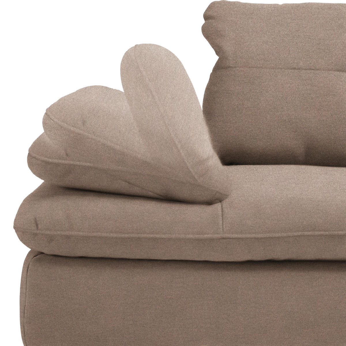 ECKSOFA in Flachgewebe Graubraun  - Graubraun/Schwarz, Design, Textil/Metall (344/271cm) - Chilliano