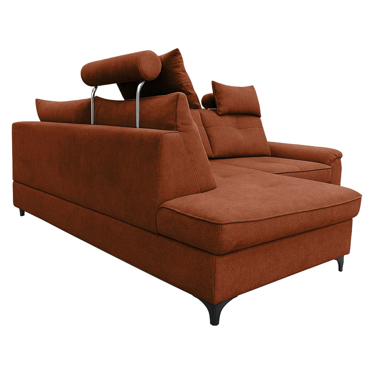 ECKSOFA SOLEI Rot Chenille Zierkissen, Bettkasten, Kopfstütze  - Rot/Schwarz, Design, Kunststoff/Textil (203/265cm) - MID.YOU