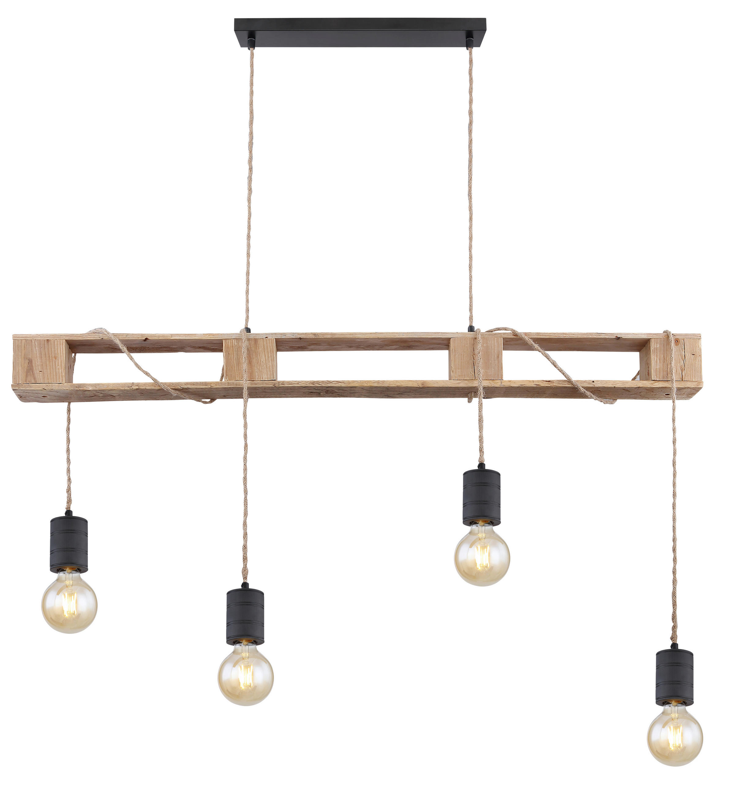 HÄNGELEUCHTE 121/10/120 cm  - Schwarz/Braun, LIFESTYLE, Holz/Metall (121/10/120cm) - Globo
