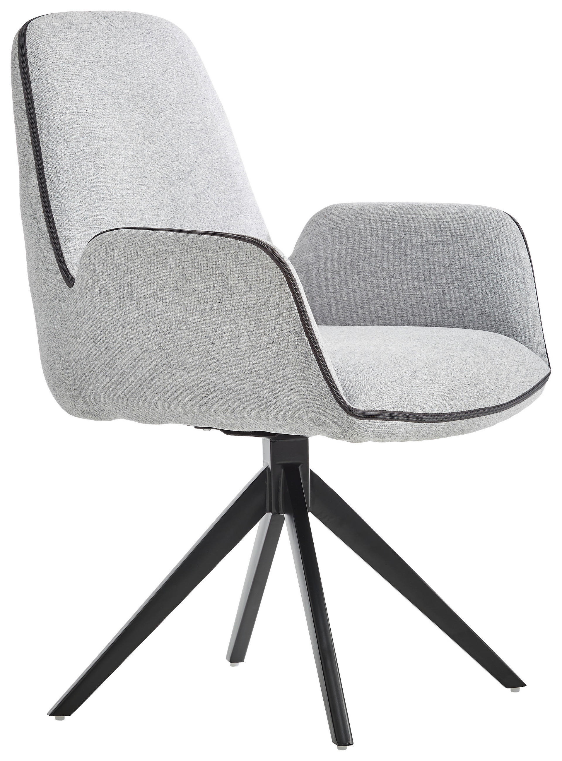 SCAUN CU BRAțE in negru, gri deschis - gri deschis/negru, Design, metal/textil (61/85,5/61cm) - Novel