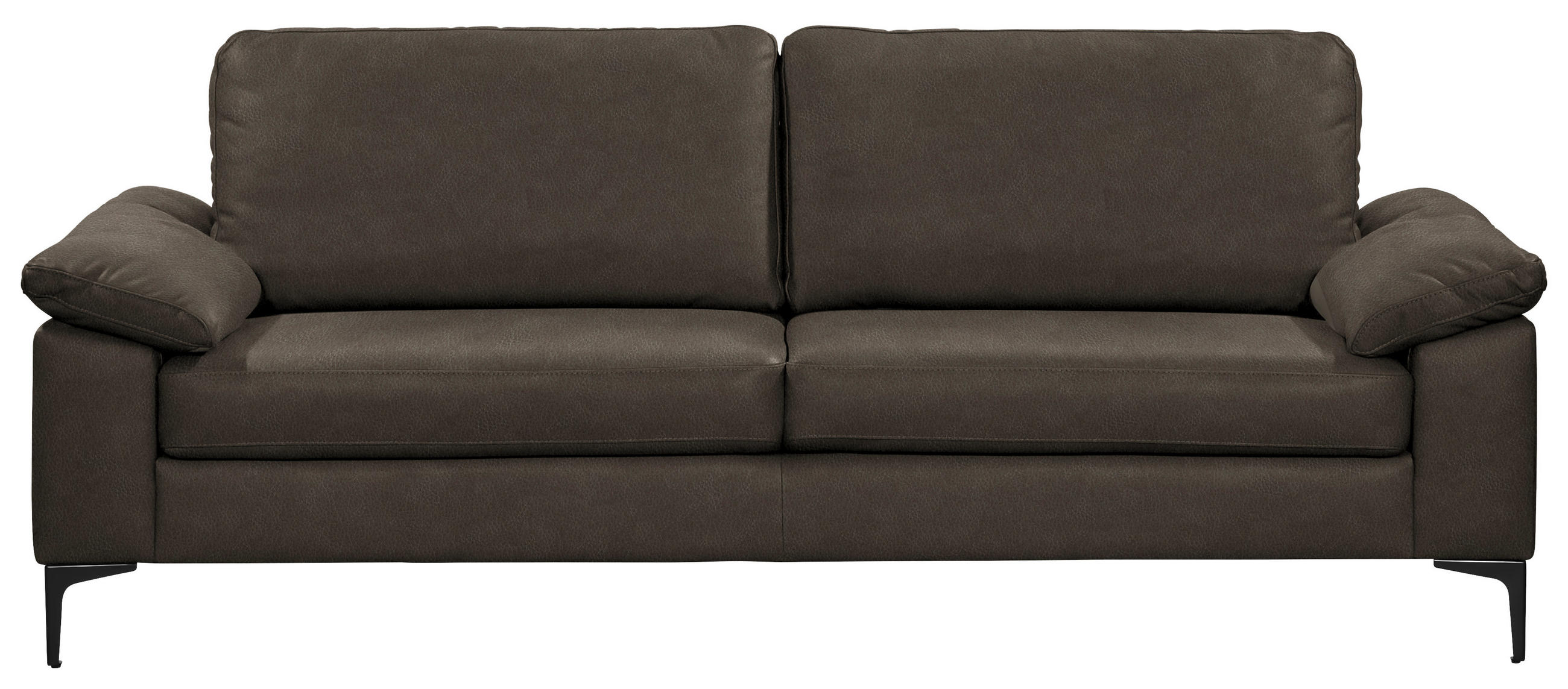 2,5-SITZER  in Echtleder Dunkelbraun   - Dunkelbraun/Schwarz, Design, Leder/Metall (204/83/97cm) - Schöner Wohnen