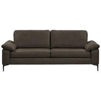 2,5-SITZER  in Echtleder Dunkelbraun   - Dunkelbraun/Schwarz, Design, Leder/Metall (204/83/97cm) - Schöner Wohnen