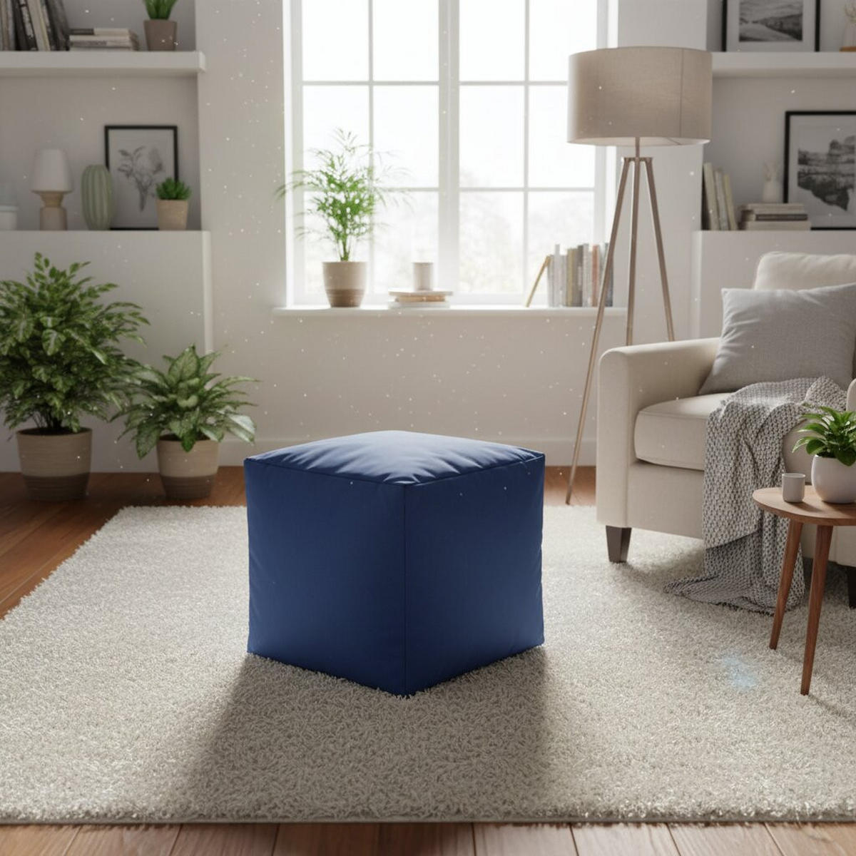 HOCKER Webstoff Blau  - Blau, Design, Textil (40/40/40cm) - Boxxx
