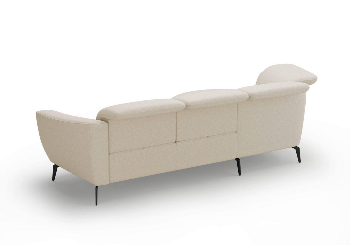 ECKSOFA in Flachgewebe Creme  199/309 cm  - Creme/Schwarz, KONVENTIONELL, Textil/Metall (199/309cm) - Sit & More