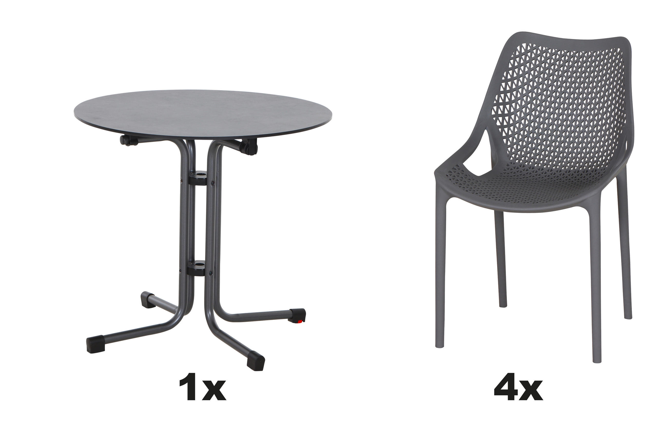 GARTENGARNITUR 5-teilig Stahl  - Grau, Basics, Kunststoff/Metall (80/81/80cm) - Siena Garden