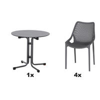 GARTENGARNITUR 5-teilig  - Grau, Basics, Holzwerkstoff/Kunststoff (80/81/80cm) - Siena Garden