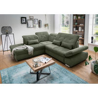 ECKSOFA in Chenille Dunkelgrün  - Chromfarben/Dunkelgrün, Modern, Textil/Metall (254/280cm) - Livetastic