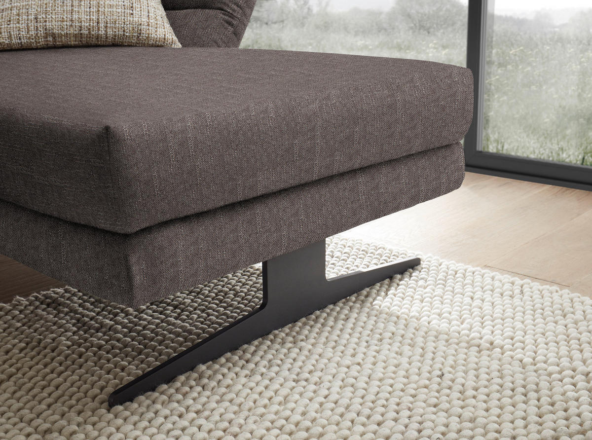ECKSOFA in Flachgewebe Greige  - Greige/Schwarz, Design, Textil/Metall (279-327/176-217cm) - Dieter Knoll