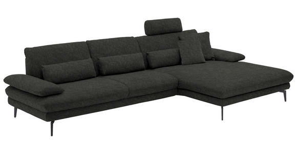 ECKSOFA in Velours Dunkelgrau 310/180 cm - Dunkelgrau/Schwarz, Design, Textil/Metall (310/180cm) - Dieter Knoll