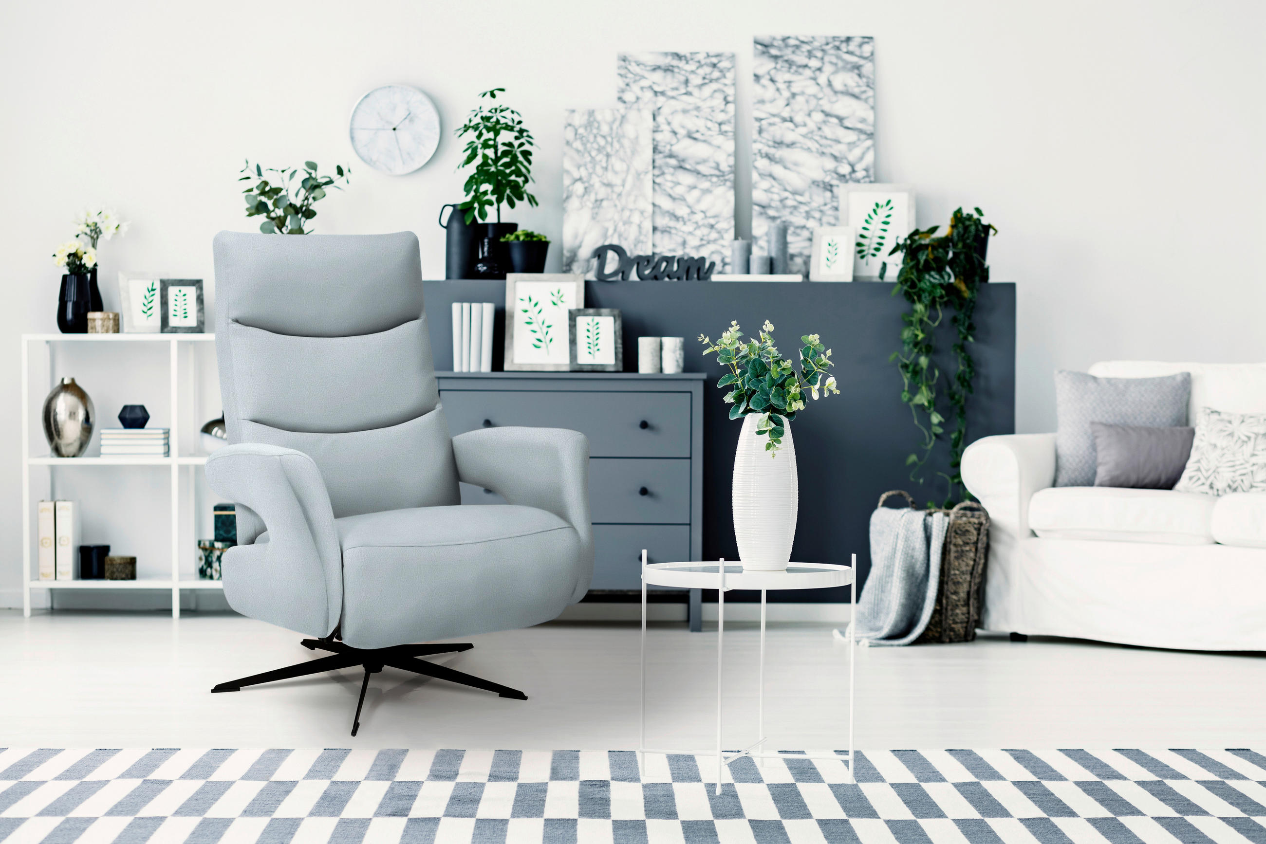 RELAXFÅTÖLJ i textil ljusblå  - ljusblå/svart, Design, metall/textil (75/106/89cm) - Livetastic