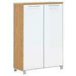 SCHUHSCHRANK 84/126/37 cm  - Chromfarben/Eiche Bianco, Design, Glas/Holz (84/126/37cm) - Novel
