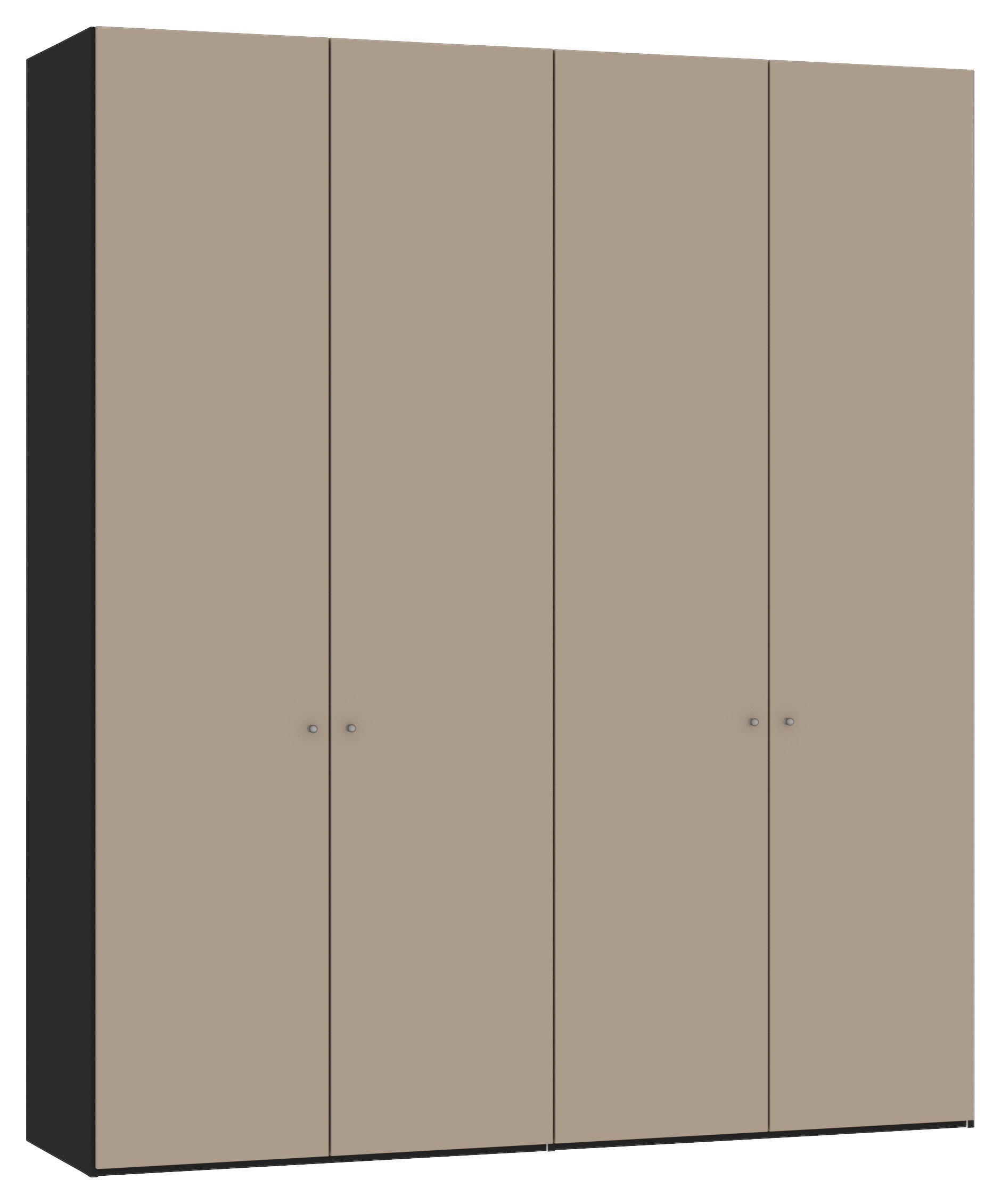 DREHTÜRENSCHRANK in Schwarz, Hellbraun  - Hellbraun/Silberfarben, Design, Glas/Holzwerkstoff (203/236/59cm) - Jutzler