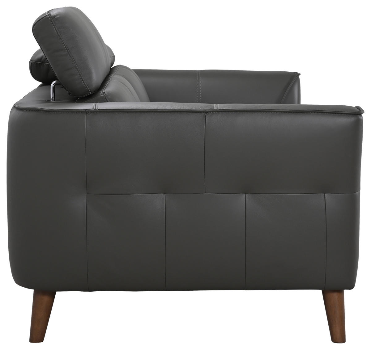 3-SITZER-SOFA Echtleder Grau  - Grau, KONVENTIONELL, Leder/Holz (212/92,5/96,5cm) - MID.YOU