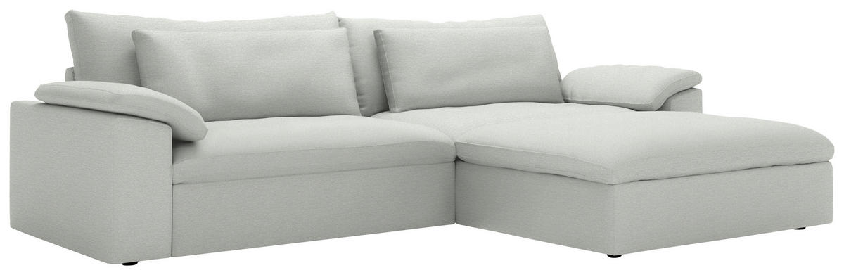 ECKSOFA 306/198 cm  in Chenille Silberfarben Rückenkissen, Nierenkissen, Armlehnenkissen, Rücken echt  306/198 cm  - Silberfarben/Schwarz, MODERN, Kunststoff/Textil (306/198cm) - Carryhome