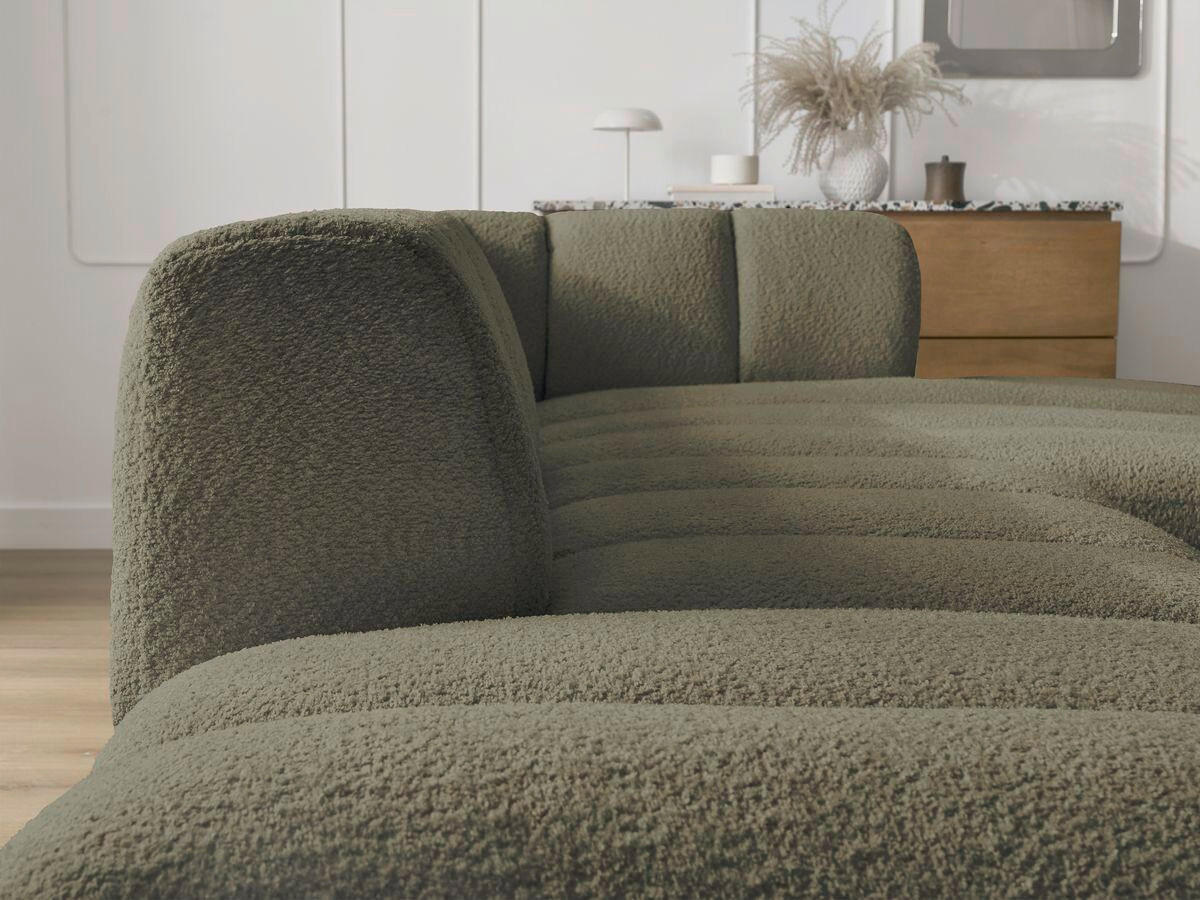 ECKSOFA  ANNECY Grün Bouclé  - Schwarz/Grün, MODERN, Kunststoff/Textil (262/170cm)