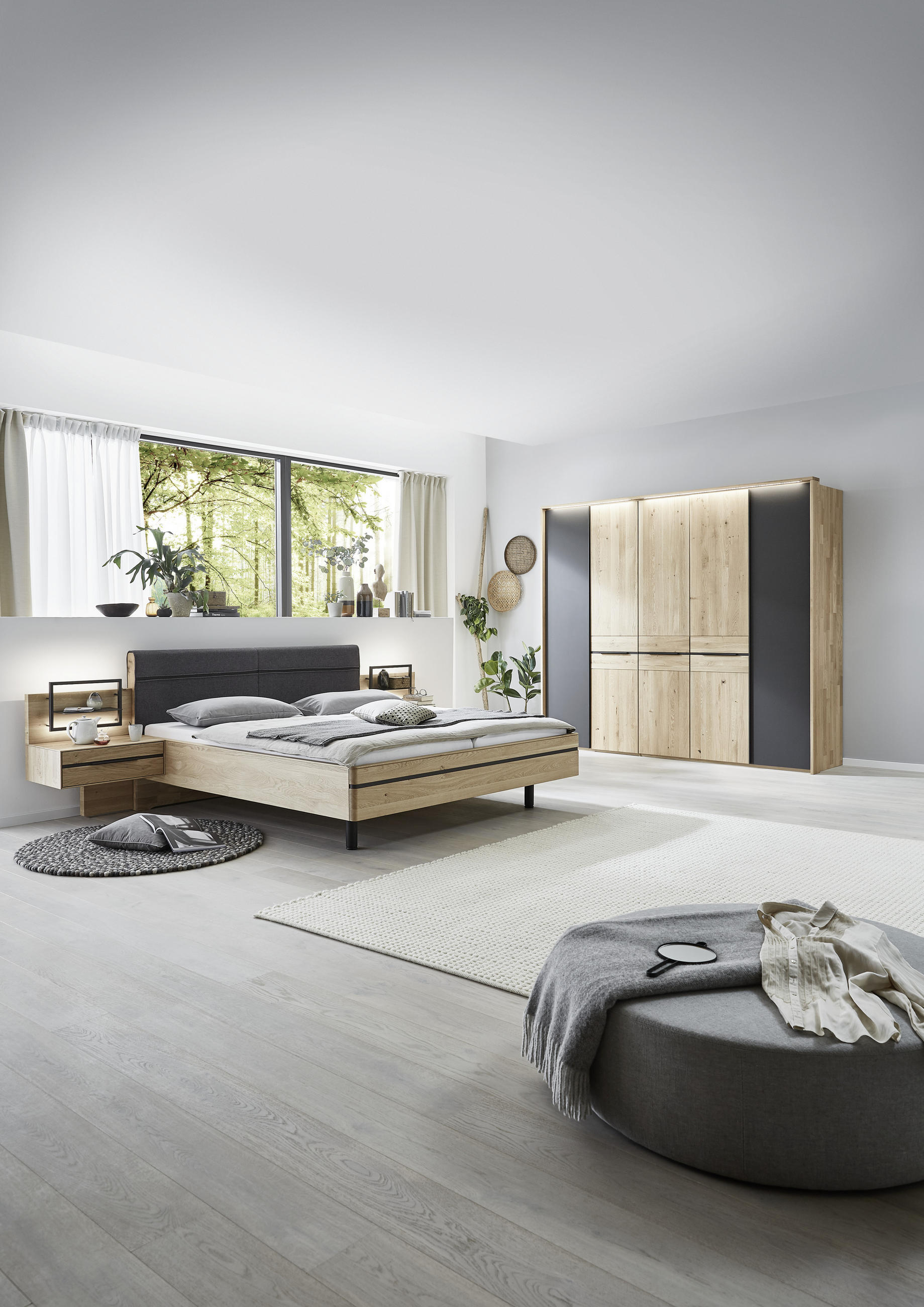 valnatura schlafzimmer eichefarben, dunkelgrau