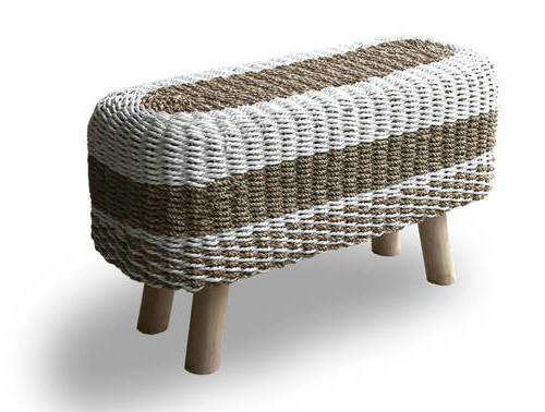 HOCKERBANK 80/45/30 cm Braun, Naturfarben, Weiß Recyclingholz, Teakholz massiv  - Braun/Naturfarben, LIFESTYLE, Naturmaterialien/Holz (80/45/30cm) - Landscape