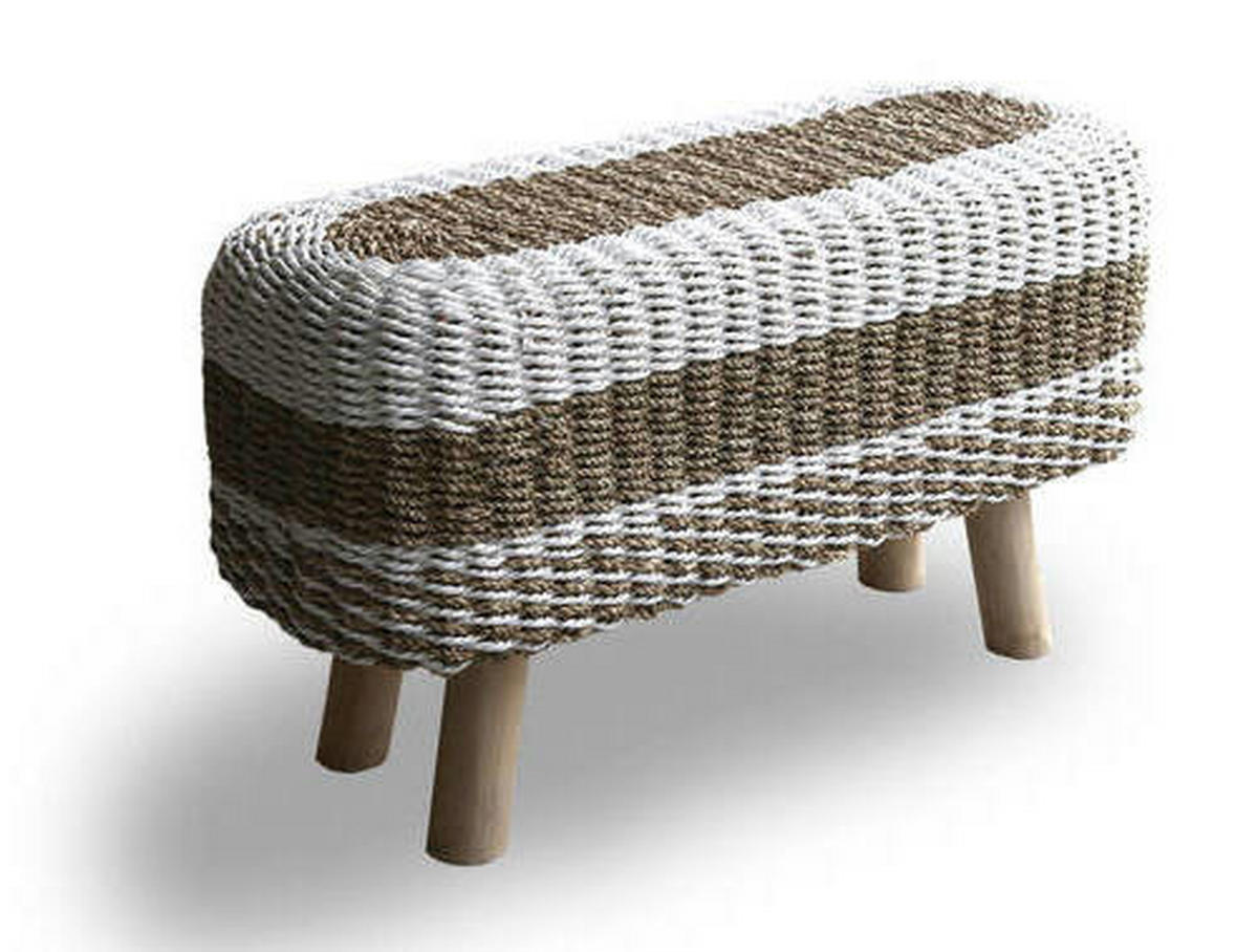 HOCKERBANK 80/45/30 cm Braun, Naturfarben, Weiß Recyclingholz, Teakholz massiv  - Braun/Naturfarben, LIFESTYLE, Naturmaterialien/Holz (80/45/30cm) - Landscape