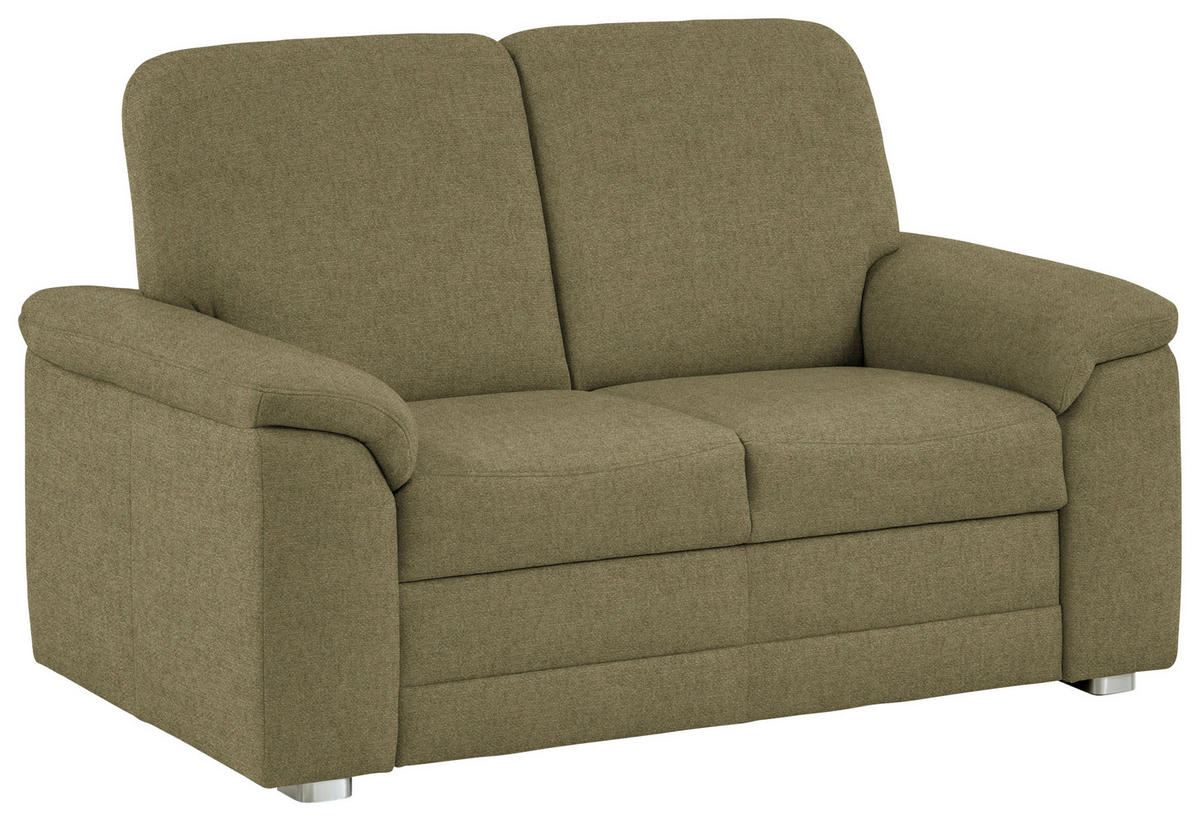 2-SITZER-SOFA Chenille Schilfgrün  - Schilfgrün/Alufarben, Konventionell, Textil/Metall (156/96/89cm) - Beldomo Comfort