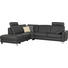 WOHNLANDSCHAFT in Leder Anthrazit - Chromfarben/Anthrazit, Design, Leder/Metall (245/272cm) - Valdera WOHNLANDSCHAFT in Leder Anthrazit - Chromfarben/Anthrazit, Design, Leder/Metall (245/272cm) - Valdera