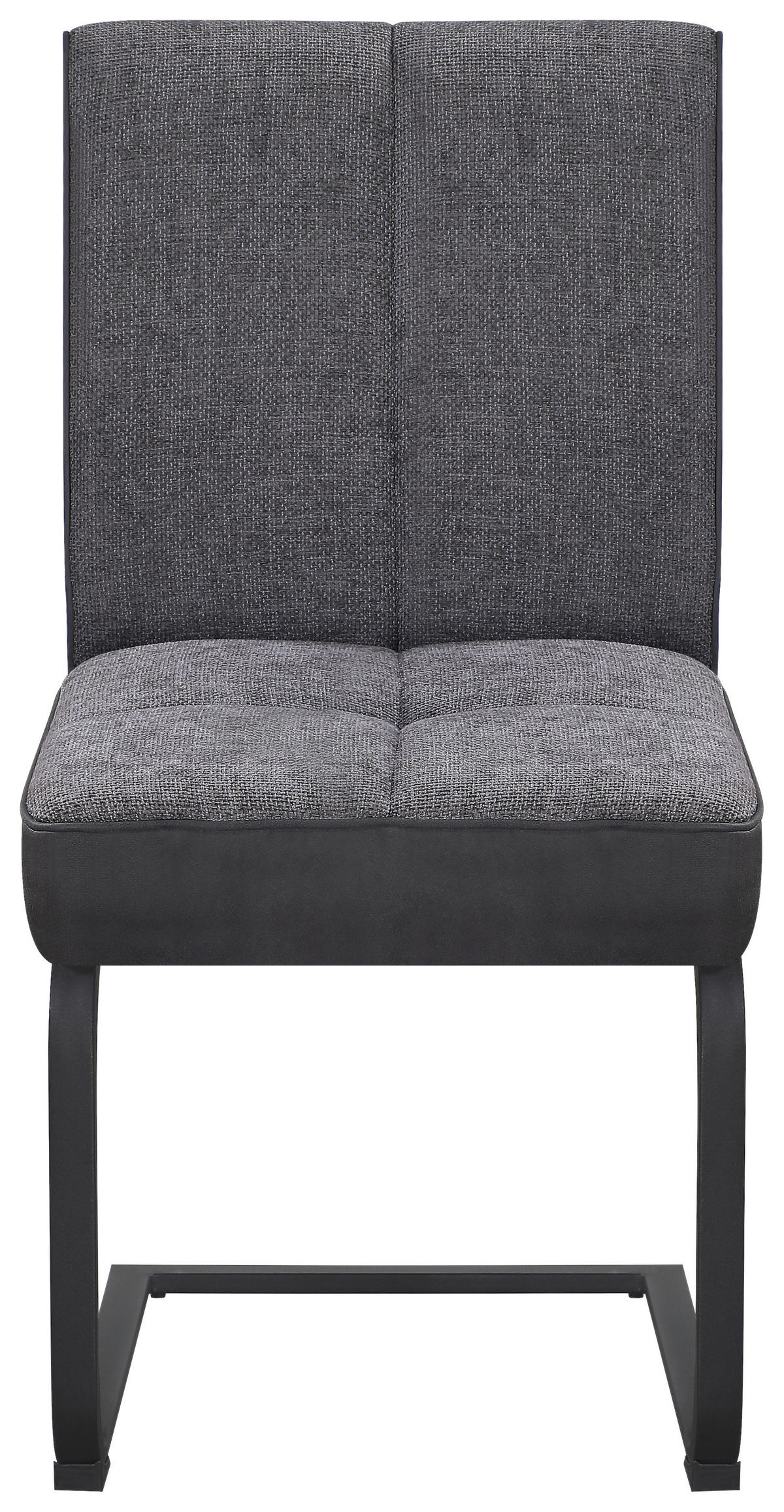 SCHWINGSTUHL  in Eisen Mikrofaser, Leinenoptik  - Schwarz/Grau, KONVENTIONELL, Textil/Metall (49/91/60cm) - MID.YOU