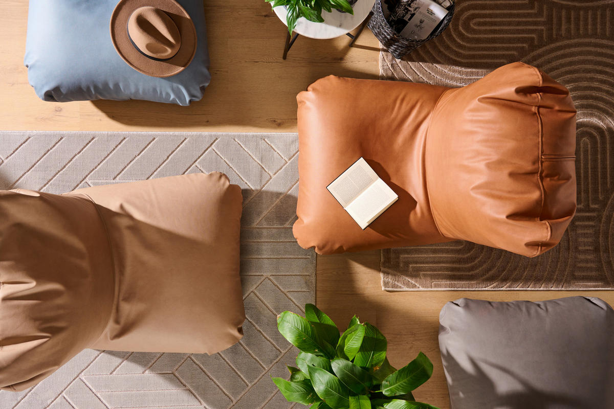 SITZSACK Lederlook (vegan) Cognac  - Cognac, Trend, Textil (65/65/95cm) - Max Winzer