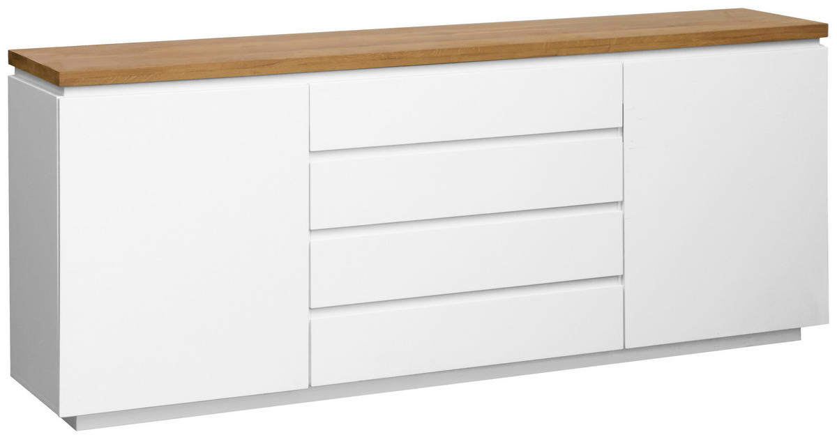 SIDEBOARD  195/82/41,5 cm 4 Schublade(n)  - Eichefarben/Weiß, KONVENTIONELL, Holz/Holzwerkstoff (195/82/41,5cm) - Novel