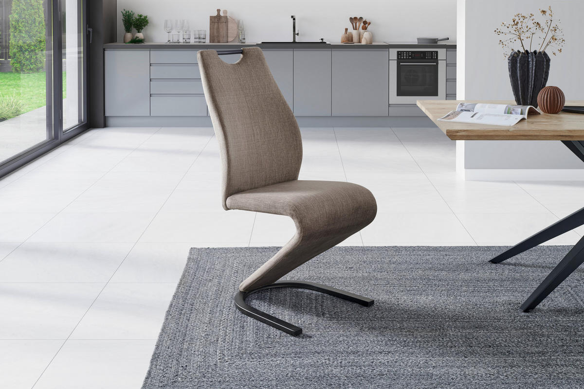 SCHWINGSTUHL  in Eisen Webstoff  - Taupe/Schwarz, LIFESTYLE, Textil/Metall (44/105/65cm) - MID.YOU