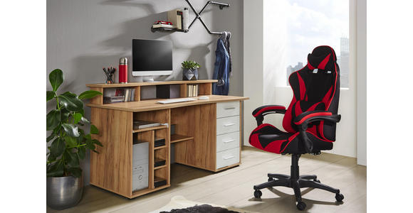 COMPUTERTISCH in Holzwerkstoff 150/93/73 cm - Eichefarben/Silberfarben, KONVENTIONELL, Holzwerkstoff/Kunststoff (150/93/73cm) - Cantus