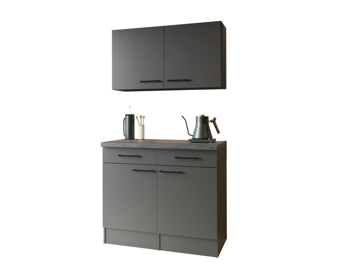 Bufet in gri - stejar Artisan/negru, Trend, metal/material pe bază de lemn (100/200/60cm) - Respekta