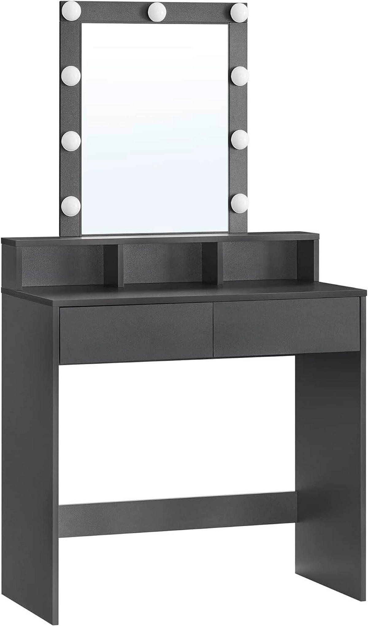 SCHMINKTISCH 80/40/145 cm, Schwarz  - Schwarz, Trend, Glas/Holzwerkstoff (80/40/145cm) - Boxxx