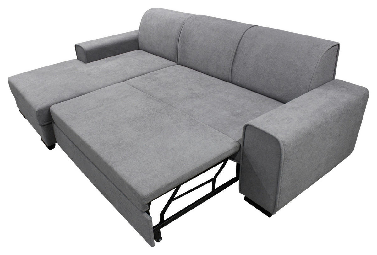ECKSOFA in Struktur, Bouclé Grau  - Schwarz/Grau, Design, Kunststoff/Textil (175/270cm) - MID.YOU