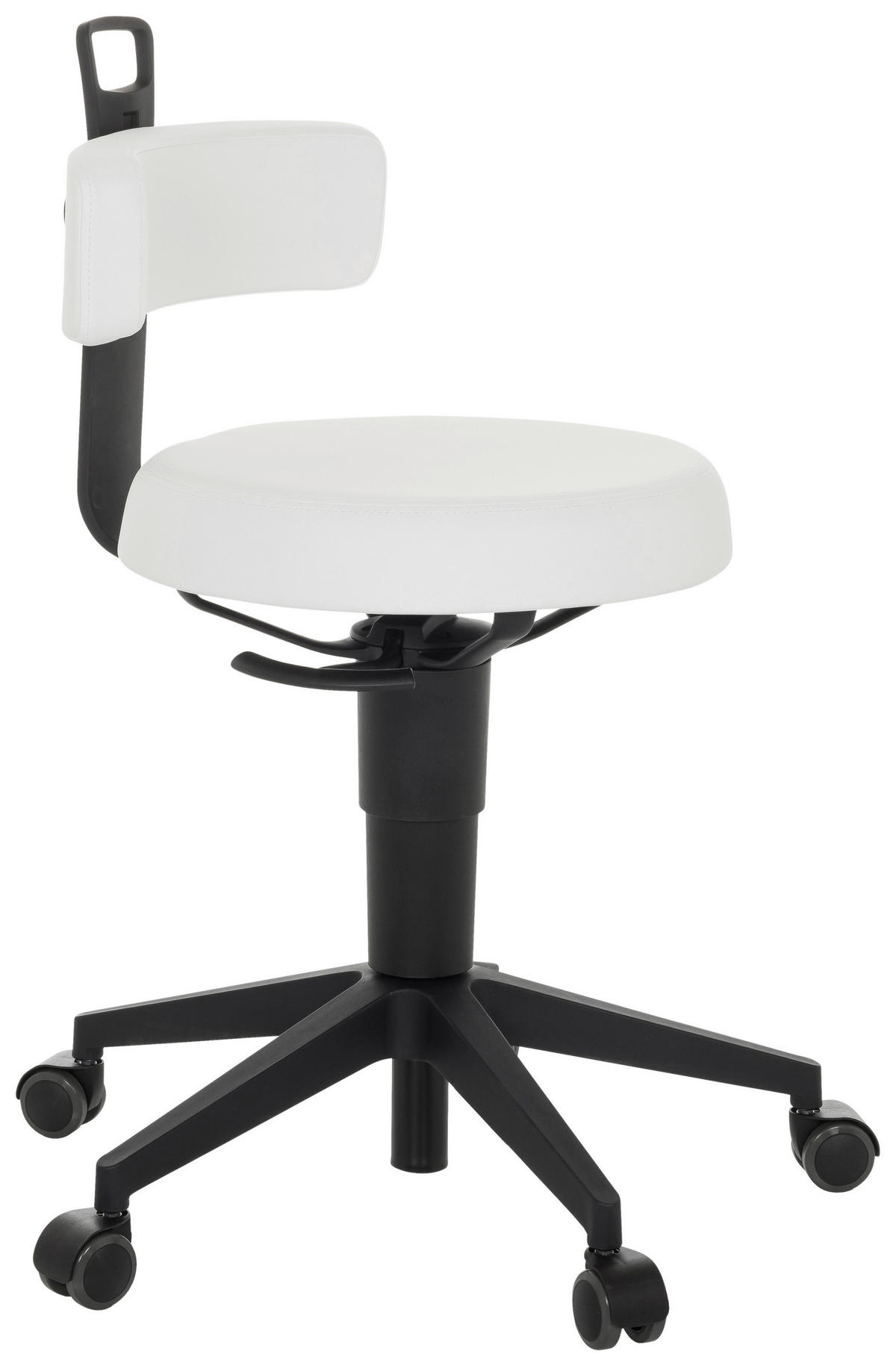 KONTORSPALL  vit  - vit/svart, Basics, läder/plast (40/74-86/46cm) - MID.YOU