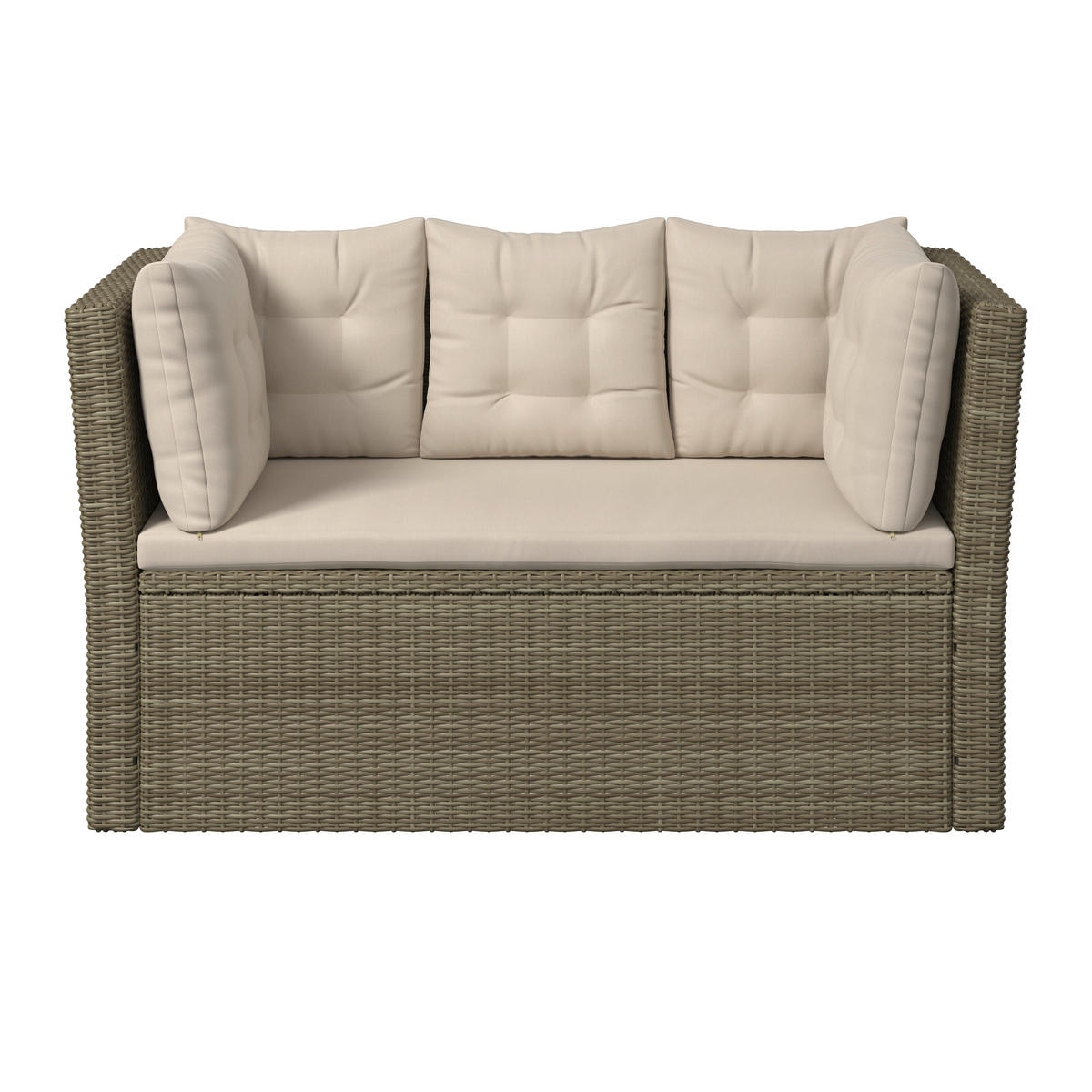 GARTENBANK 160/80/85 cm  in Grau, Beige  - Beige/Schwarz, MODERN, Kunststoff/Textil (160/80/85cm) - Ambia Garden