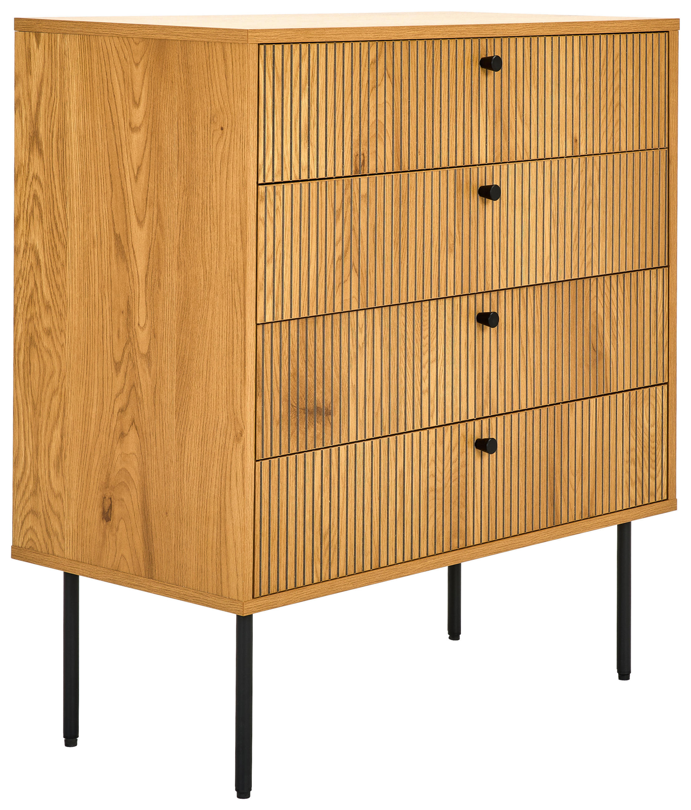 KOMMODE Line  in 80/85/40 cm  - Eichefarben/Schwarz, Design, Holzwerkstoff/Metall (80/85/40cm) - Carryhome