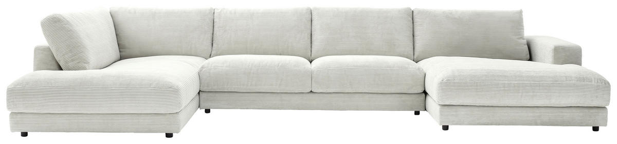 WOHNLANDSCHAFT in Cord Hellgrau  - Hellgrau/Schwarz, Design, Kunststoff/Textil (224/425/190cm) - Hom`in